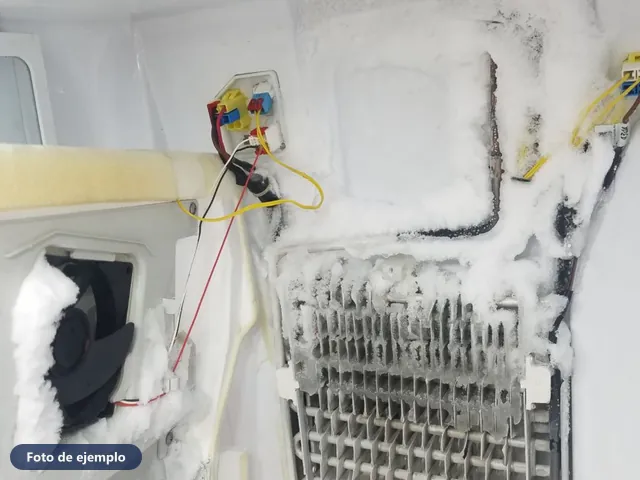 Antes (foto de ejemplo): evaporador cubierto de hielo